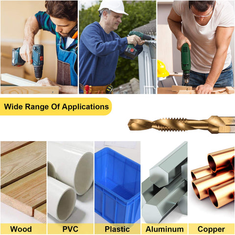 Thinkwork hex-shank with tapered end reduces overdrill risk.
