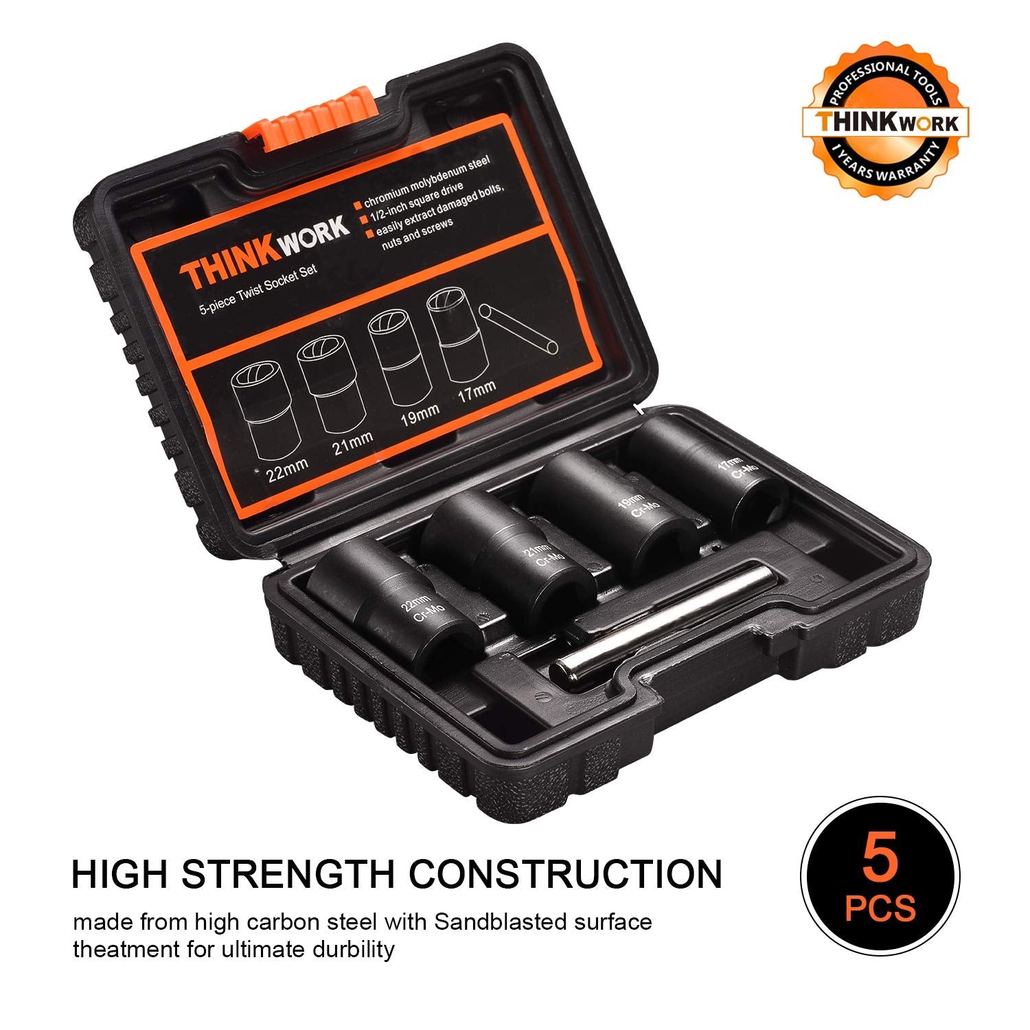 THINKWORK lug nut removal bar and 12mm drift punch in use