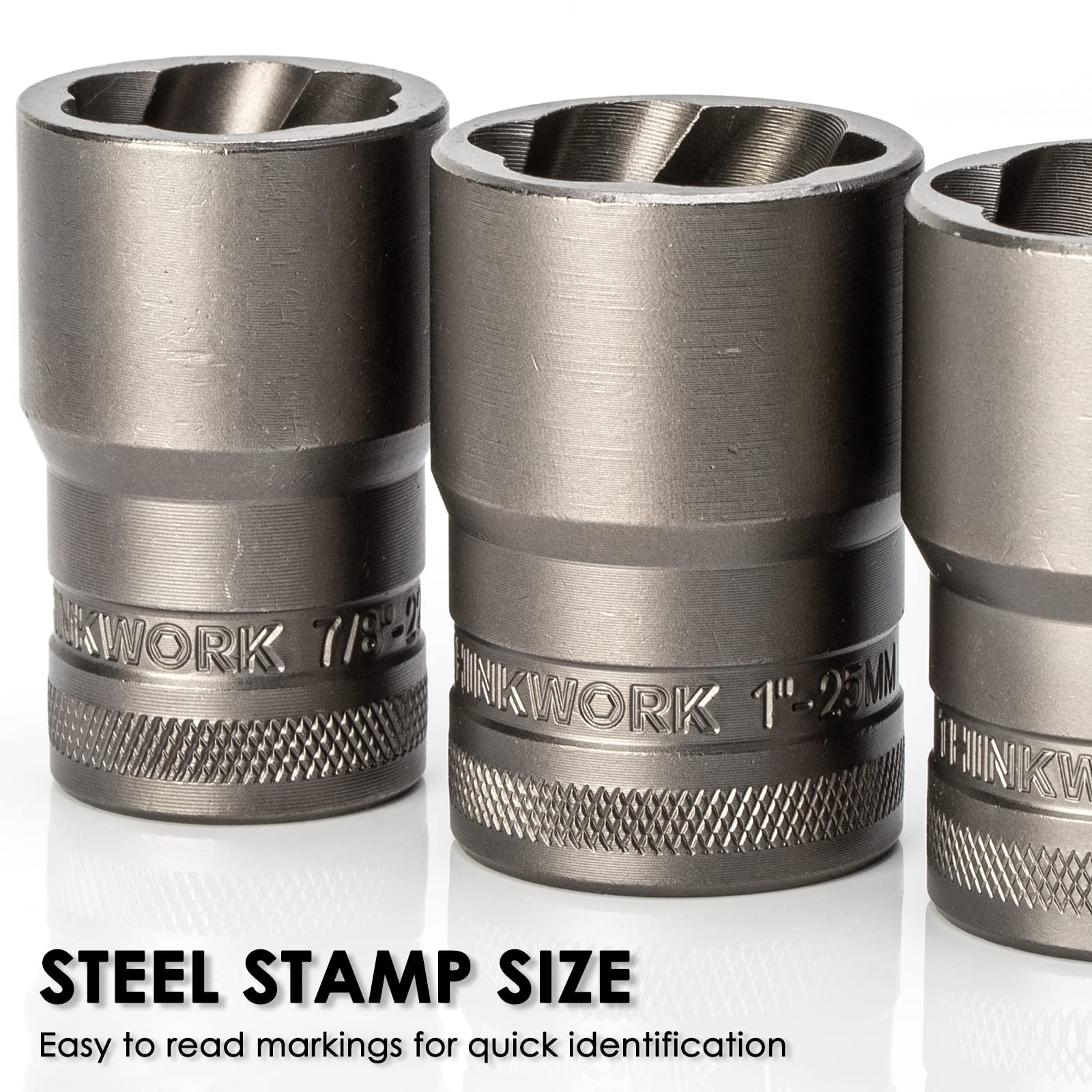 THINKWORK reverse-spiral flutes grip tightly as you turn.