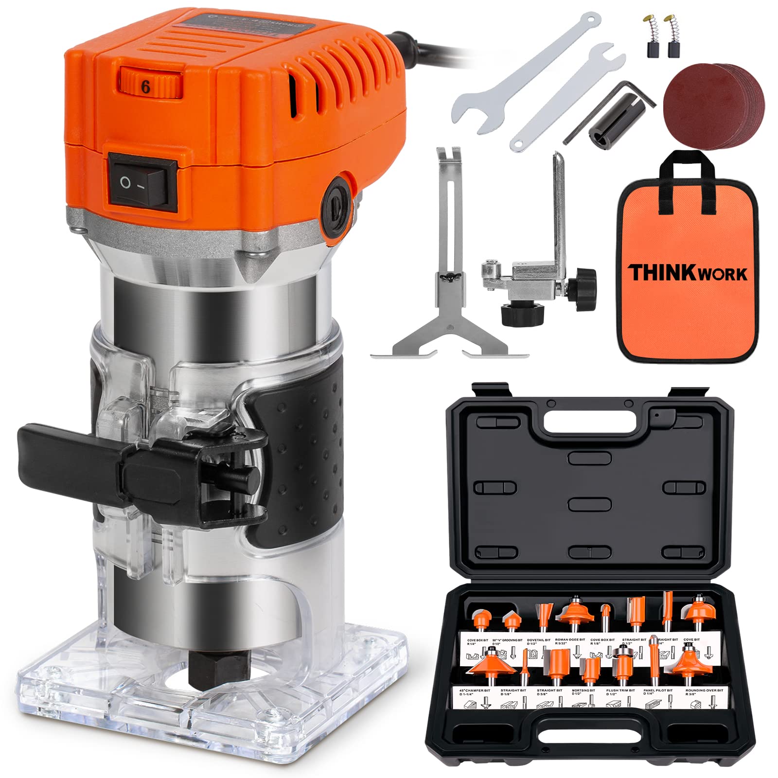 Thinkwork Router Tool general view showing 6-speed versatility for woodworking.