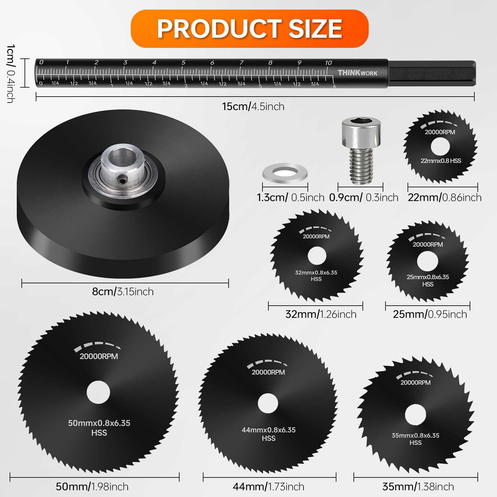 ThinkWORK six blades setup enables cutting multiple pipe sizes without repositioning.
