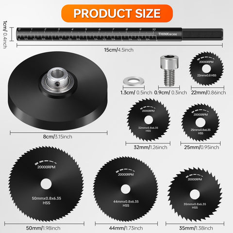 ThinkWORK six blades setup enables cutting multiple pipe sizes without repositioning.