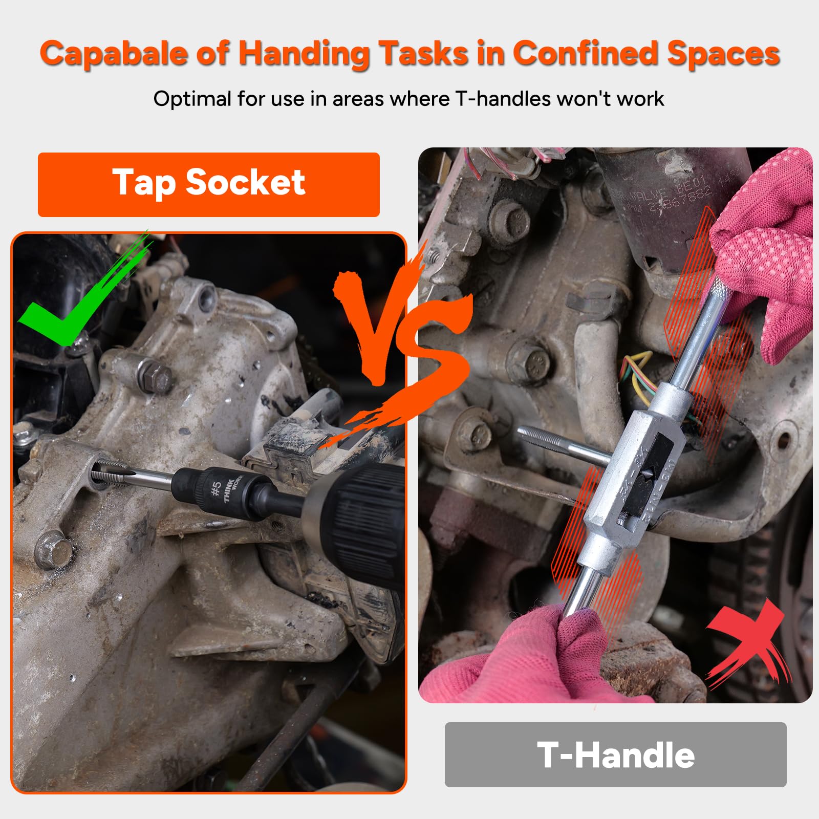 THINKWORK square-drive compatibility supports fast tapping with power tools.