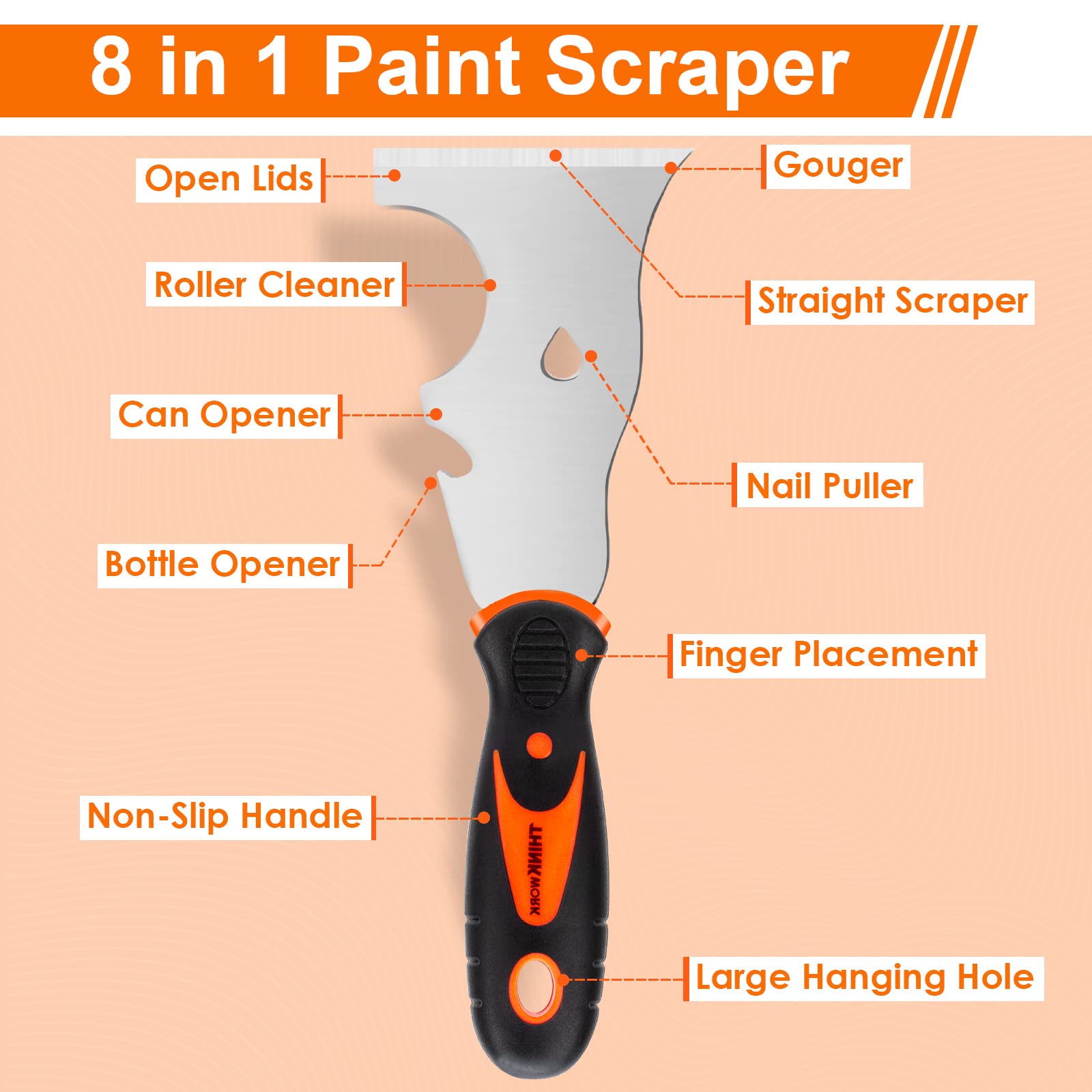 Thinkwork 12 inch carbon steel taping knife with rust-resistant coating