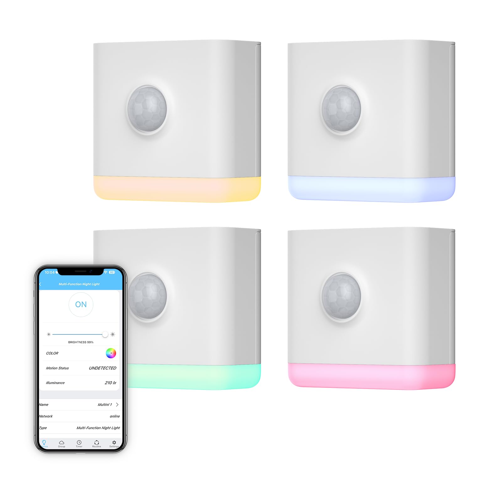 ThirdReality multi-function night light four-pack for hallway and bedroom ambience