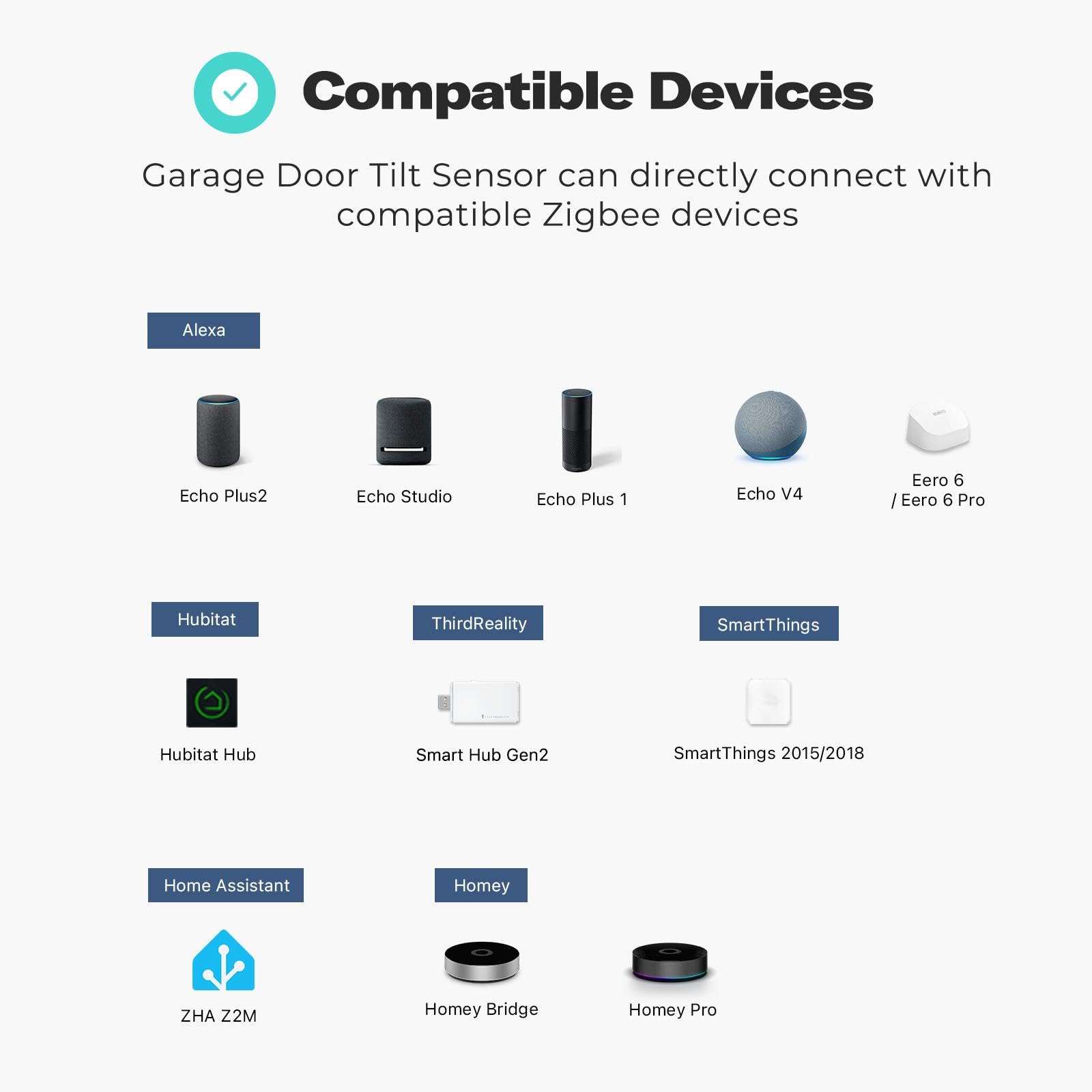 THIRDREALITY Zigbee tilt sensor sends real-time alerts when the garage door moves.