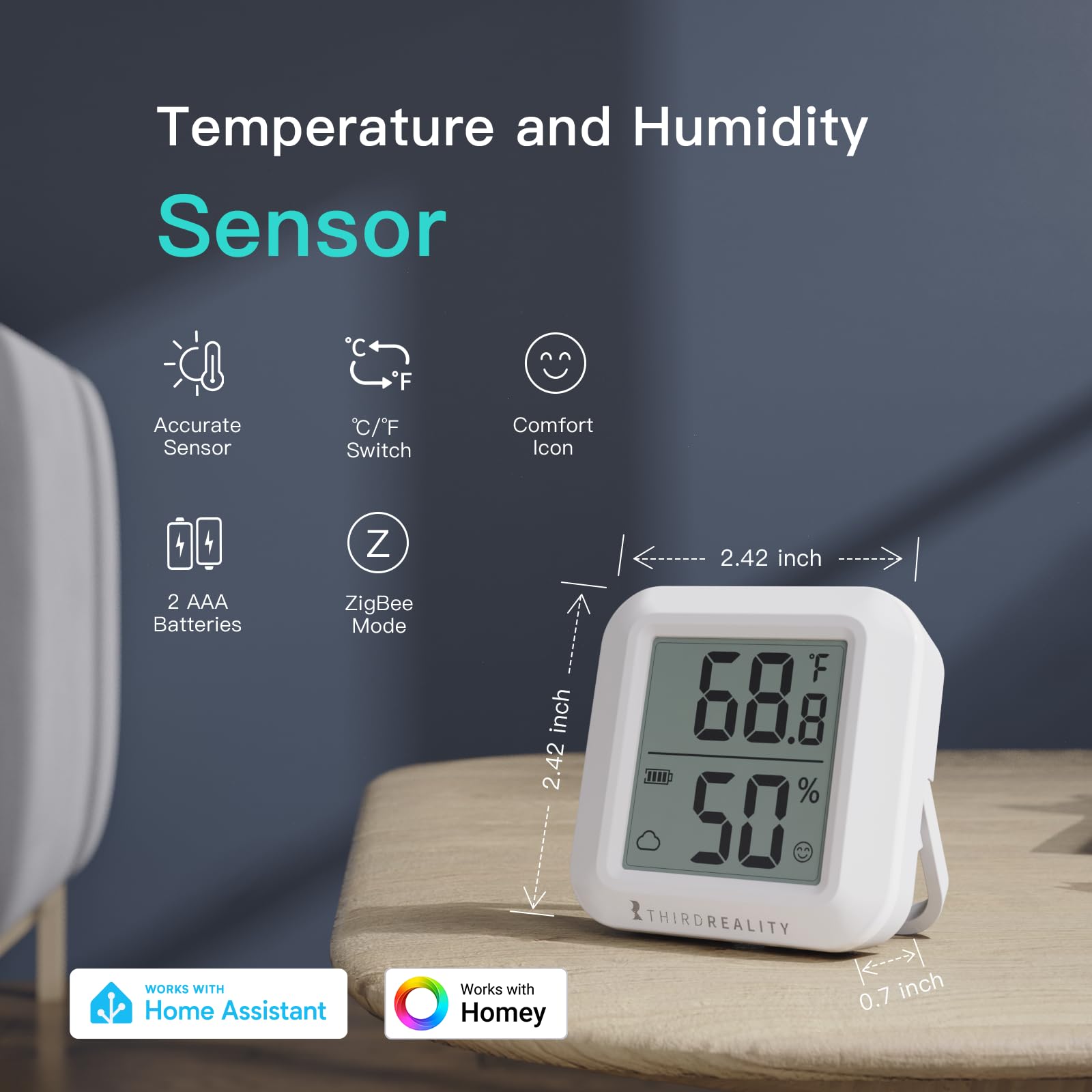 THIRDREALITY Zigbee tilt sensor mounted on the door frame for precise monitoring.