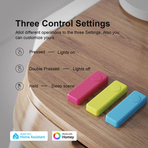 THIRDREALITY ZigBee Smart Button Blue supports pressed, double-press, and hold actions.
