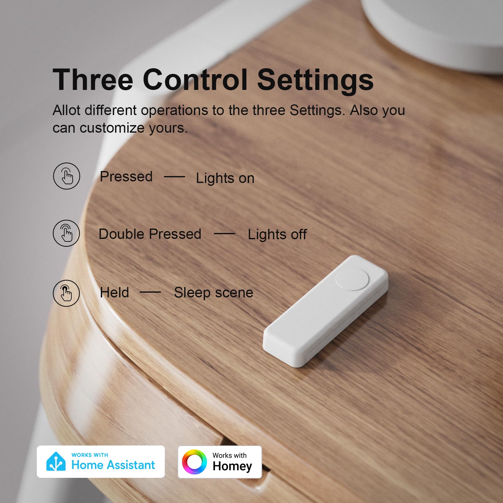 Close-up of ThirdReality ZigBee Smart Button showing compact design.
