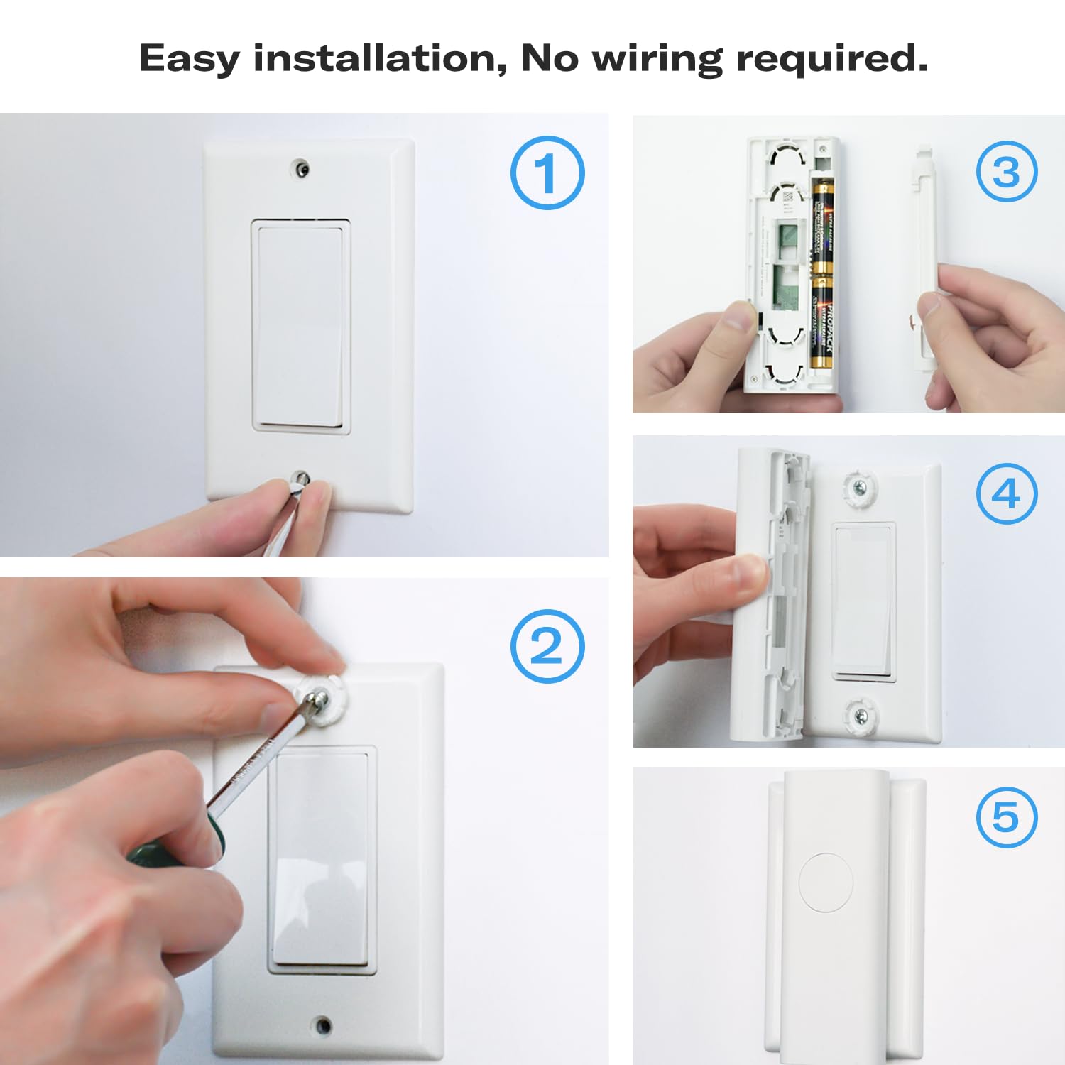 ThirdReality Zigbee Switch 4-Pack powered by two AAA batteries for flexible placement.