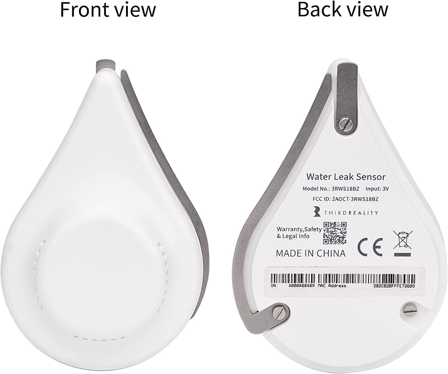THIRDREALITY Zigbee water leak sensor 2-pack top view shows compact design for tight spaces