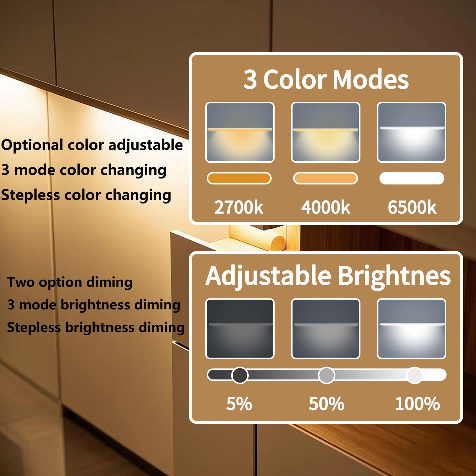 THLIFURE LED cabinet bar magnetic mounting enables quick tool-free installation