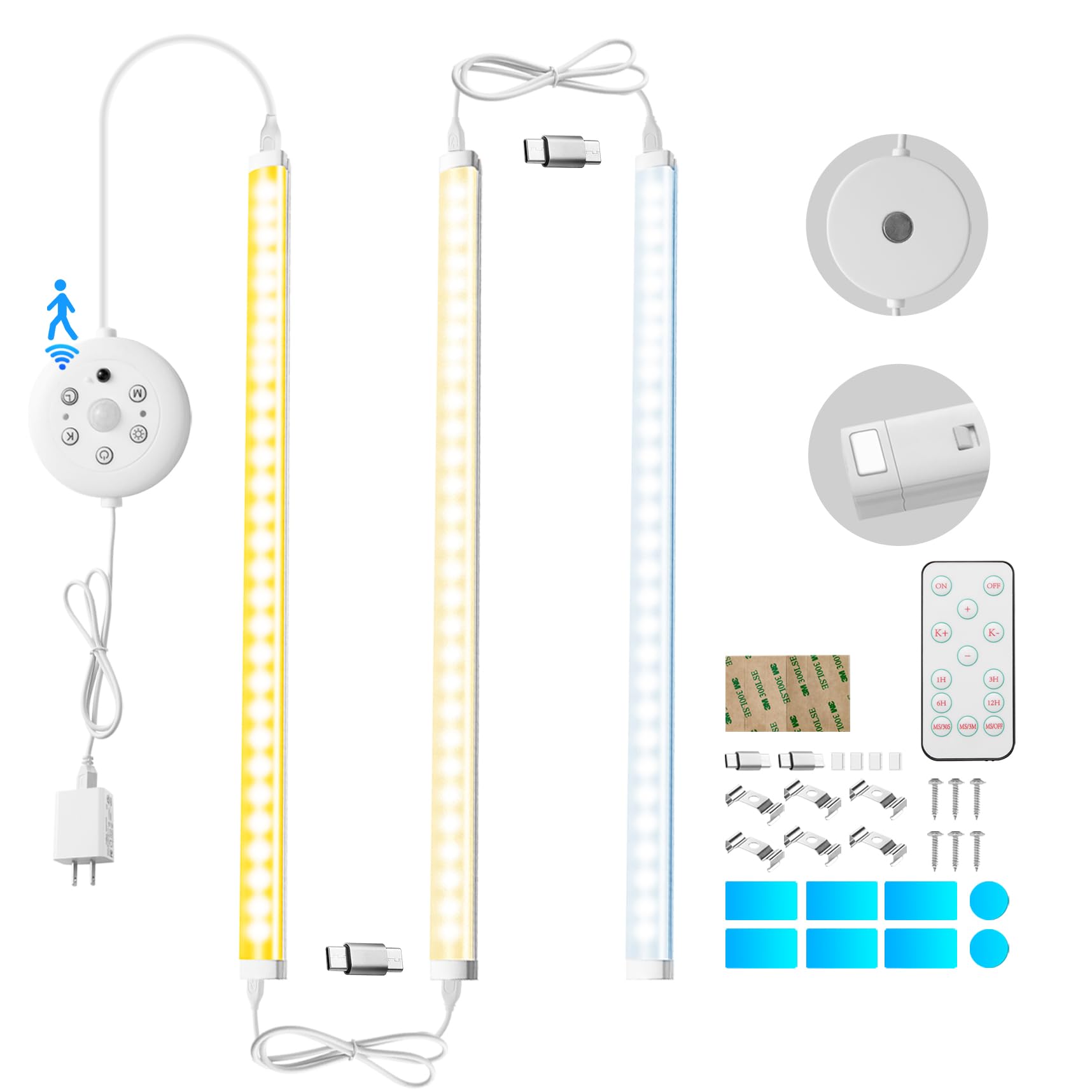 THLIFURE LED cabinet bar with motion sensor activates hands-free cabinet lighting