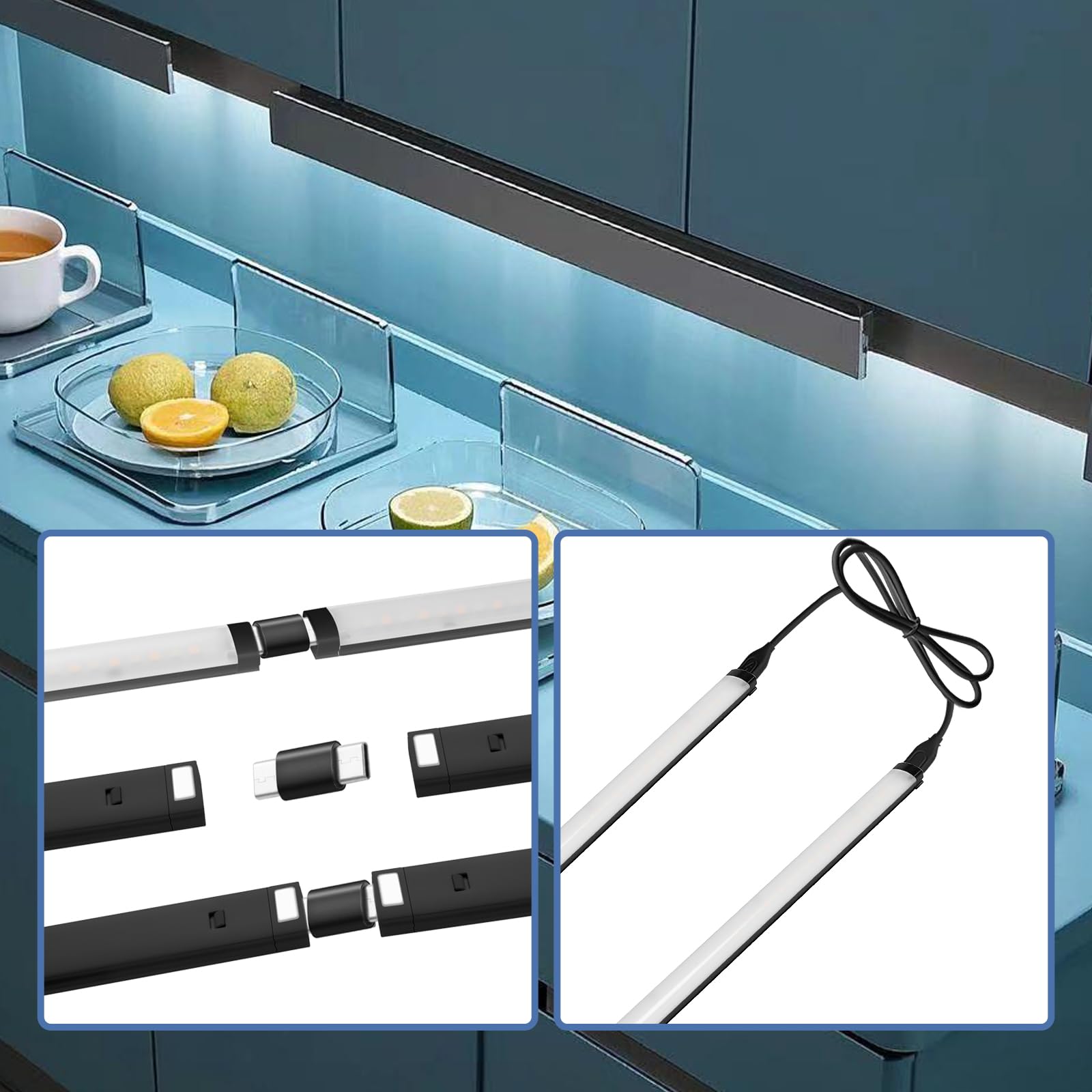 THLIFURE under-cabinet light bar installation kit included for setup.
