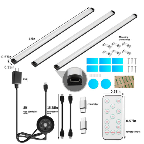 THLIFURE under-cabinet light bar remote control for easy adjustments.