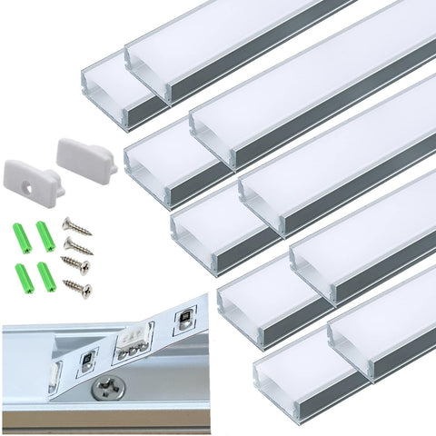 THMOOTHER 10-pack pre-drilled channel with screws for flush under-cabinet lighting