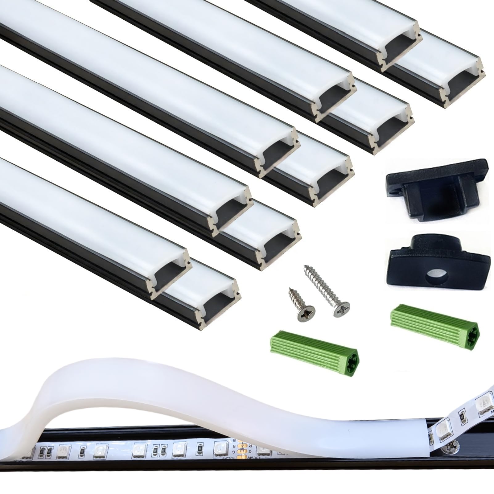 THMOOTHER LED strip channel in black for flush, low-profile installation.