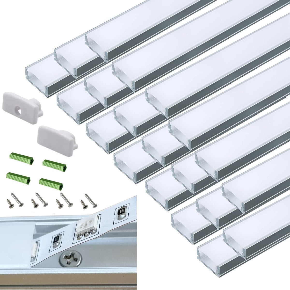 THMOOTHER LED strip U channel diffuser kit mounted quickly with pre-drilled holes
