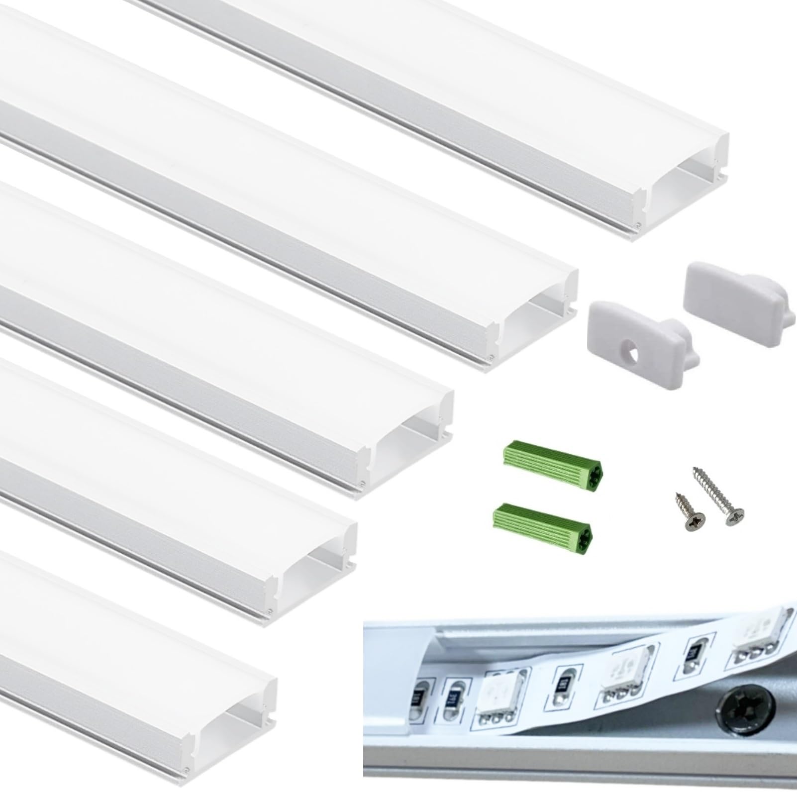 THMOOTHER matte white U-channel 3.28ft for flush under-cabinet LED setup