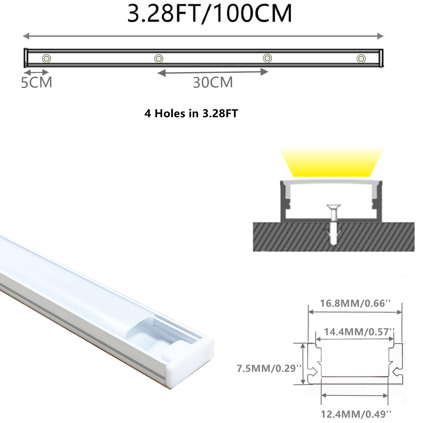 THMOOTHER milky PC diffuser covers LED strips to soften light and guard against dust