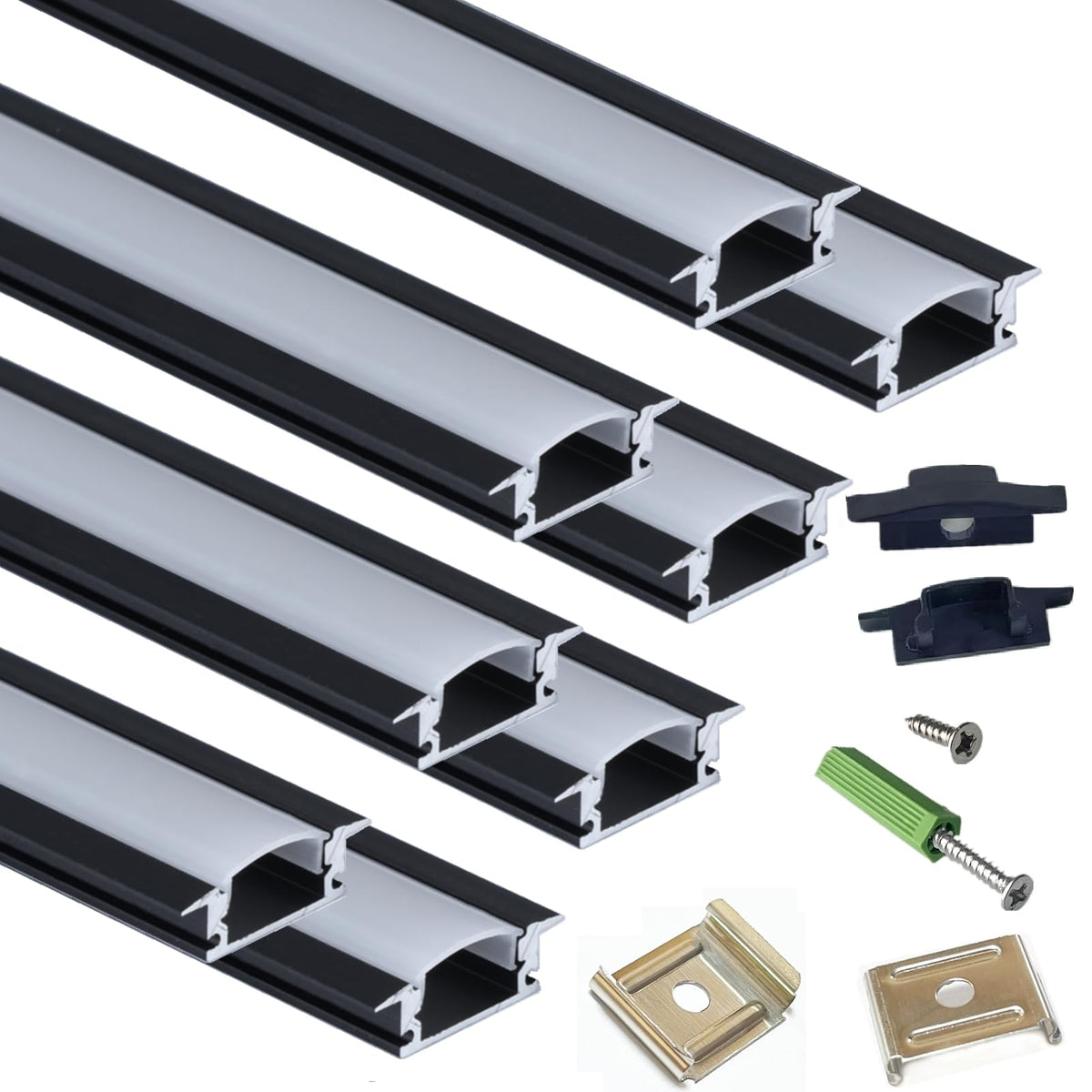 THMOOTHER recessed LED strip channel diffuser in black for flush mounting and dust protection.