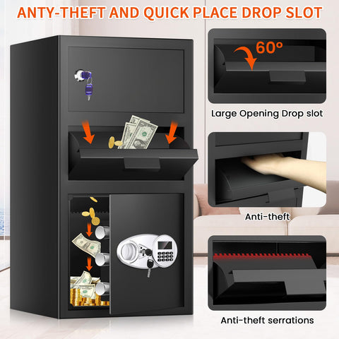 Thmosz top locking compartment keeps IDs and valuables securely organized for staff.