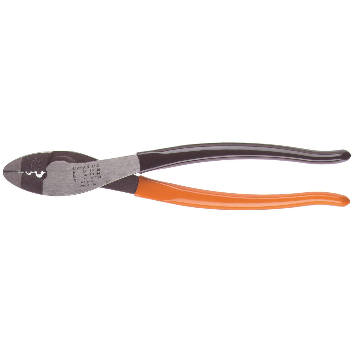 Thomas & Betts Sta-Kon WT111M crimping pliers with wire cutter tip for clean crimps