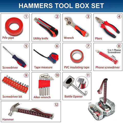 Thor's Hammer Tool Box compact storage fits in small workspaces.