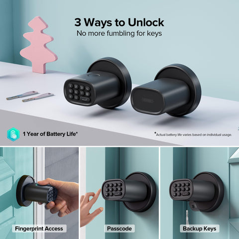 ThorBolt keypad entry on a door knob for flexible access.