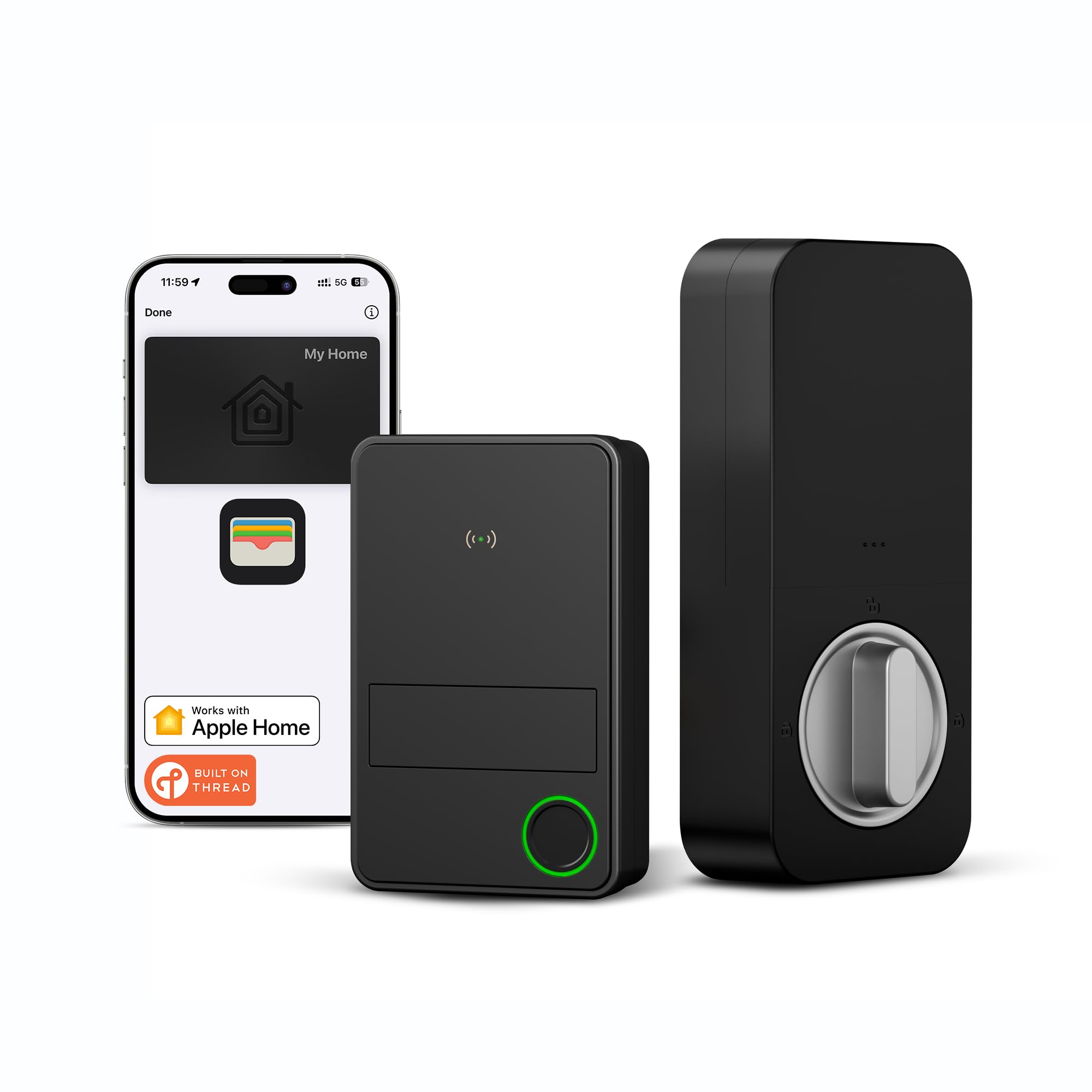 ThorBolt X3 lock front view in black finish for secure, keyless entry.