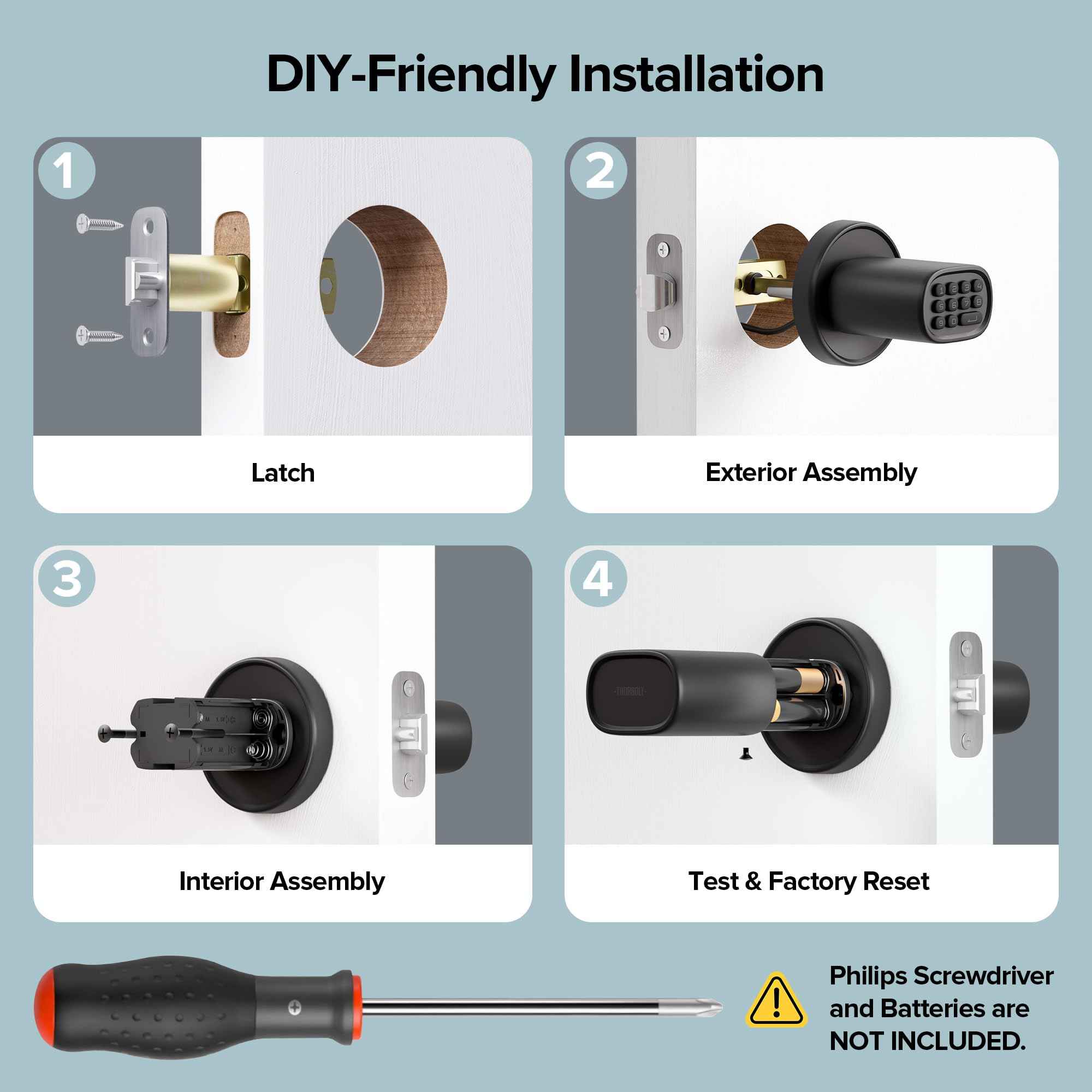 ThorBolt zinc-alloy durable construct delivers rugged interior security.