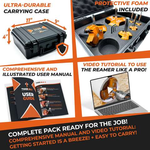 Durable storage case keeps the THORVALD reamer kit organized on site.