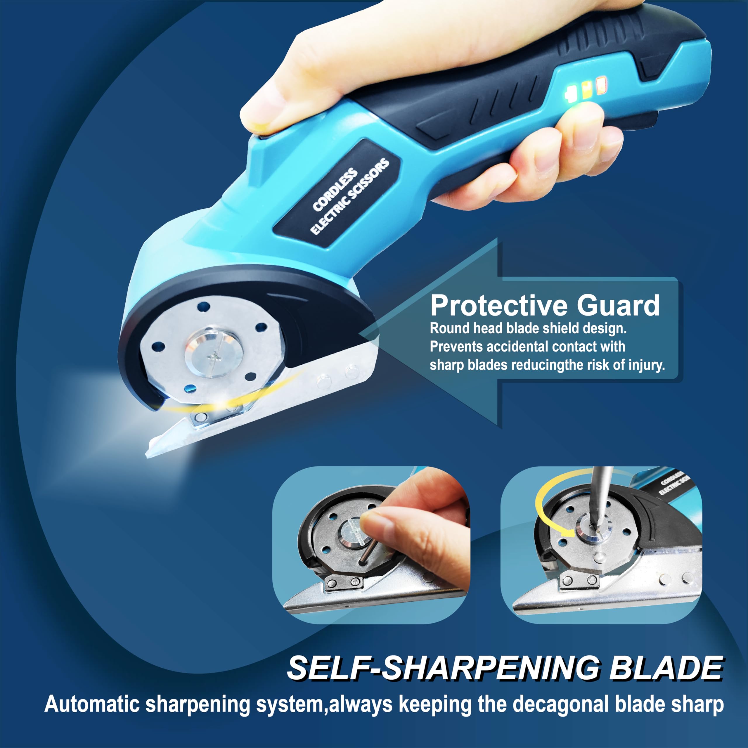 Thougth spare blade for quick material changes.