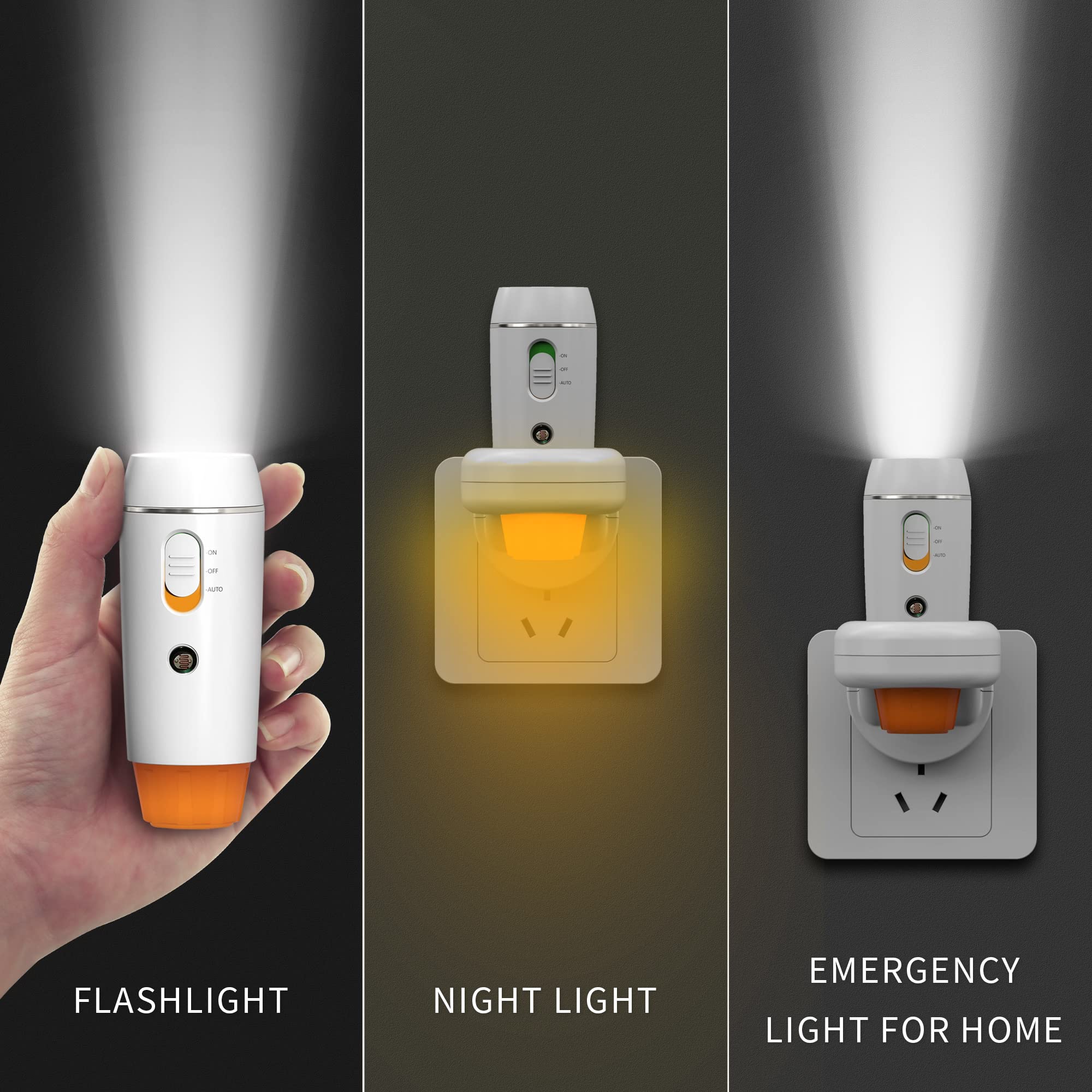 THOVAS handheld flashlight beam in use with bright, focused light.