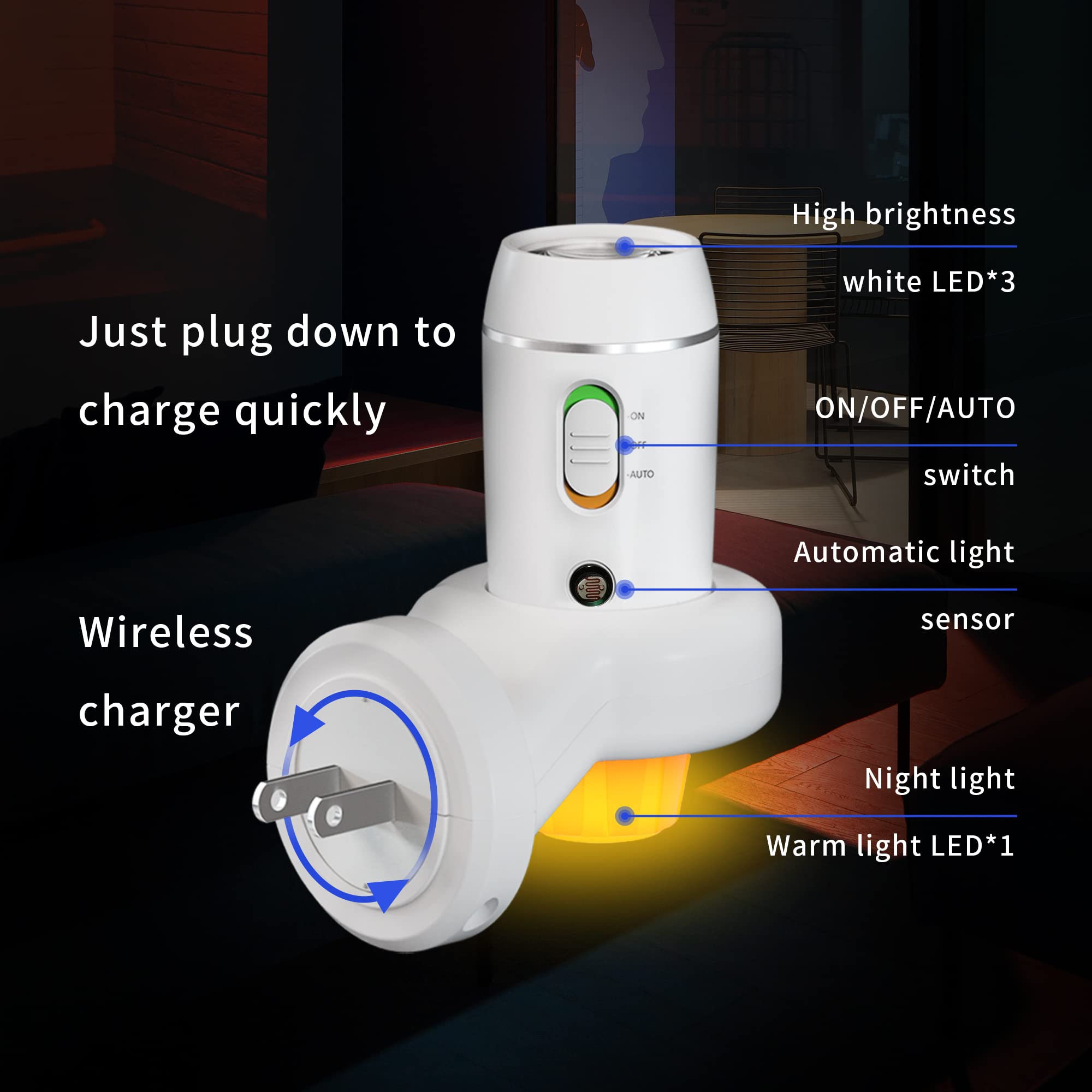 THOVAS FlashLight charging base demonstrates induction recharge for continuous readiness.