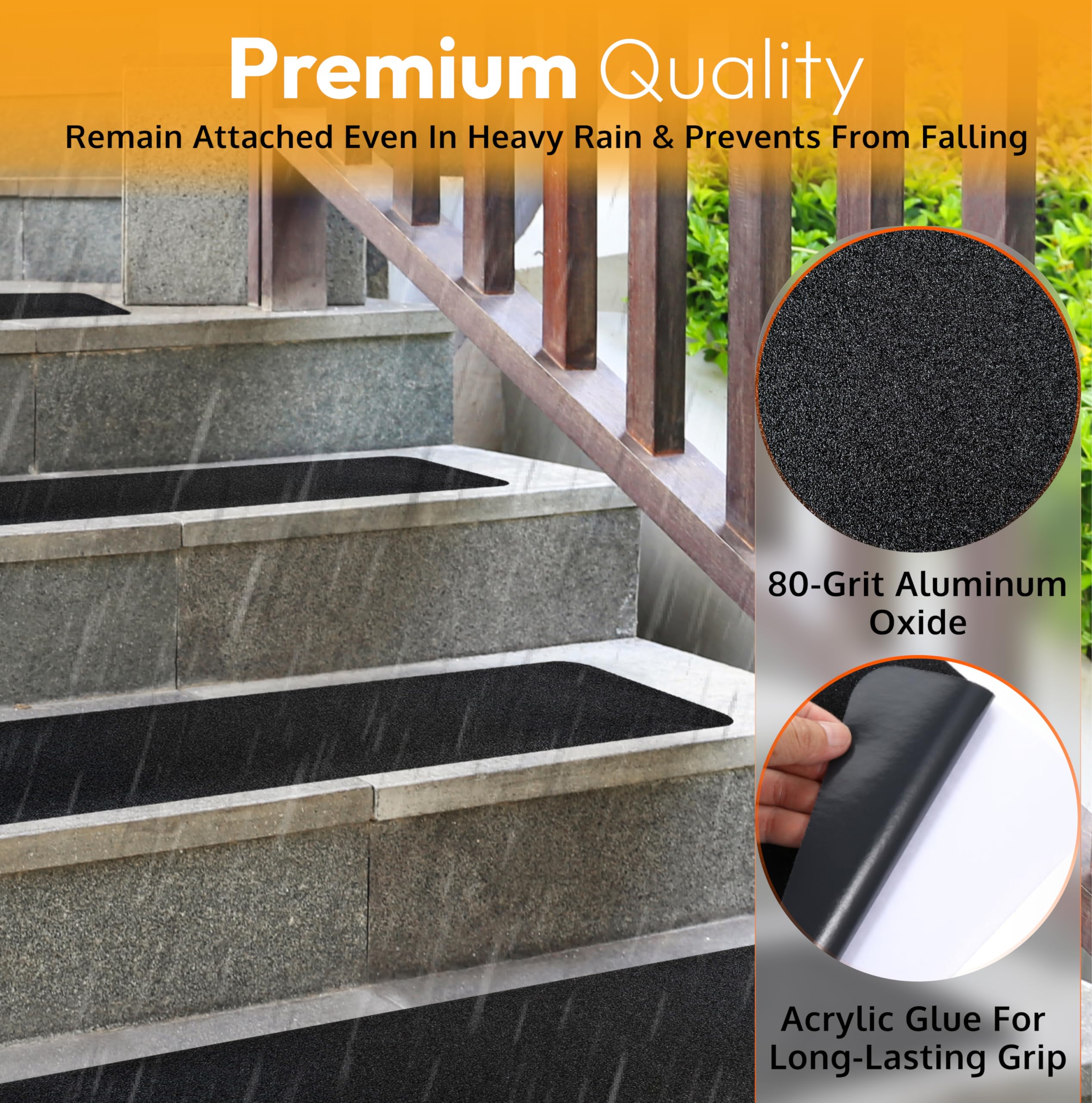 ThreadNanny all-weather durability withstands rain and snow on outdoor steps.