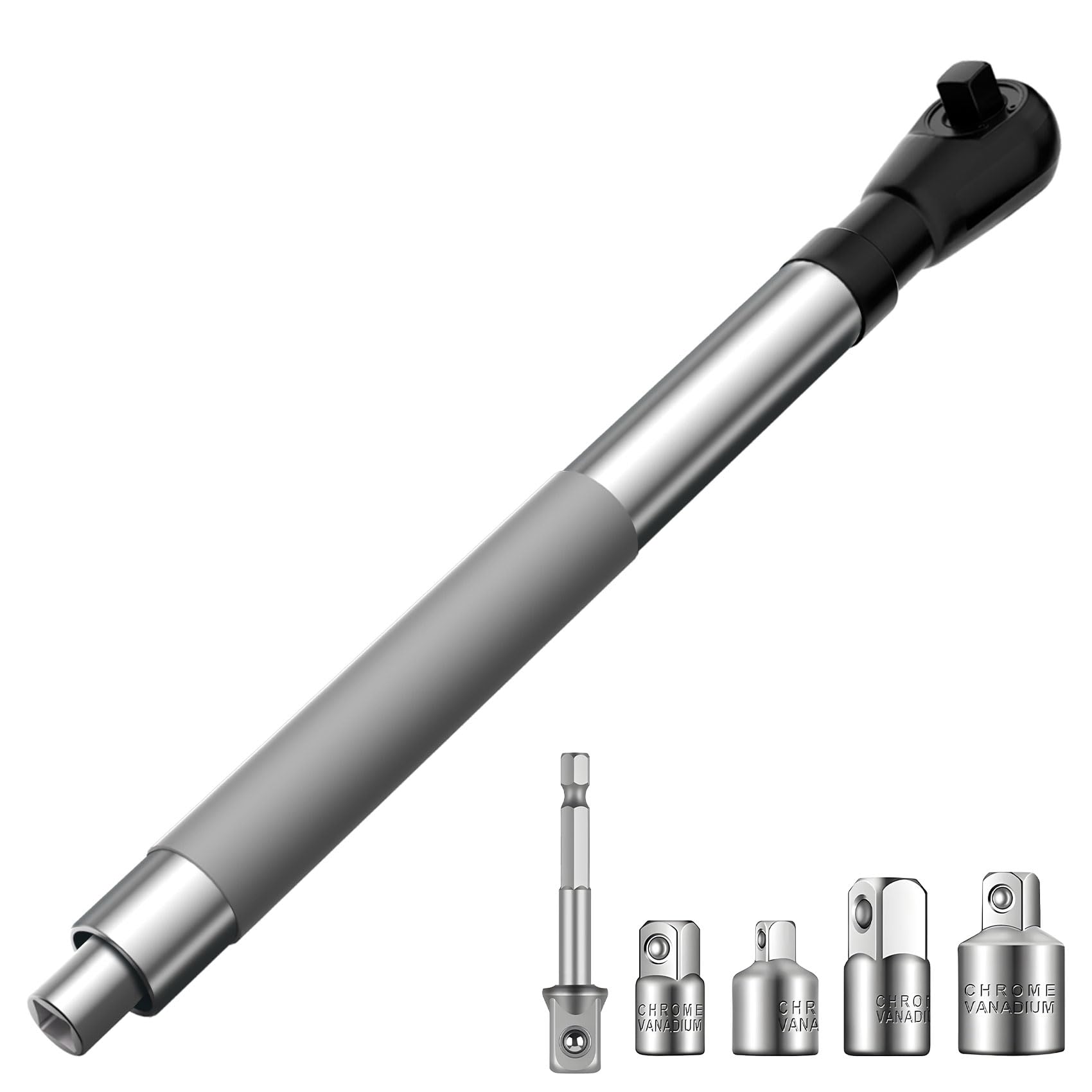 Three-eighths-inch offset extension wrench with right-angle design for tight spaces.