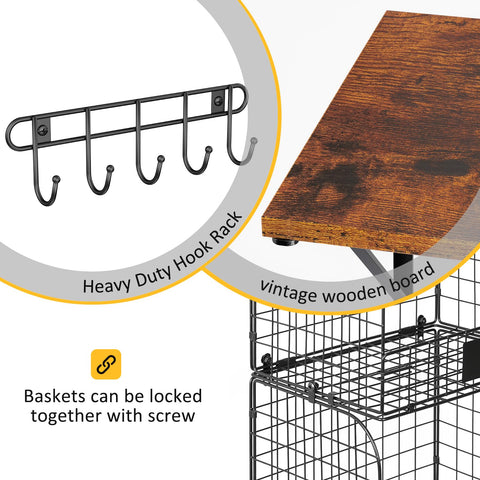 ThreeHio garage tool organizer keeps shovels and brooms neatly stored.