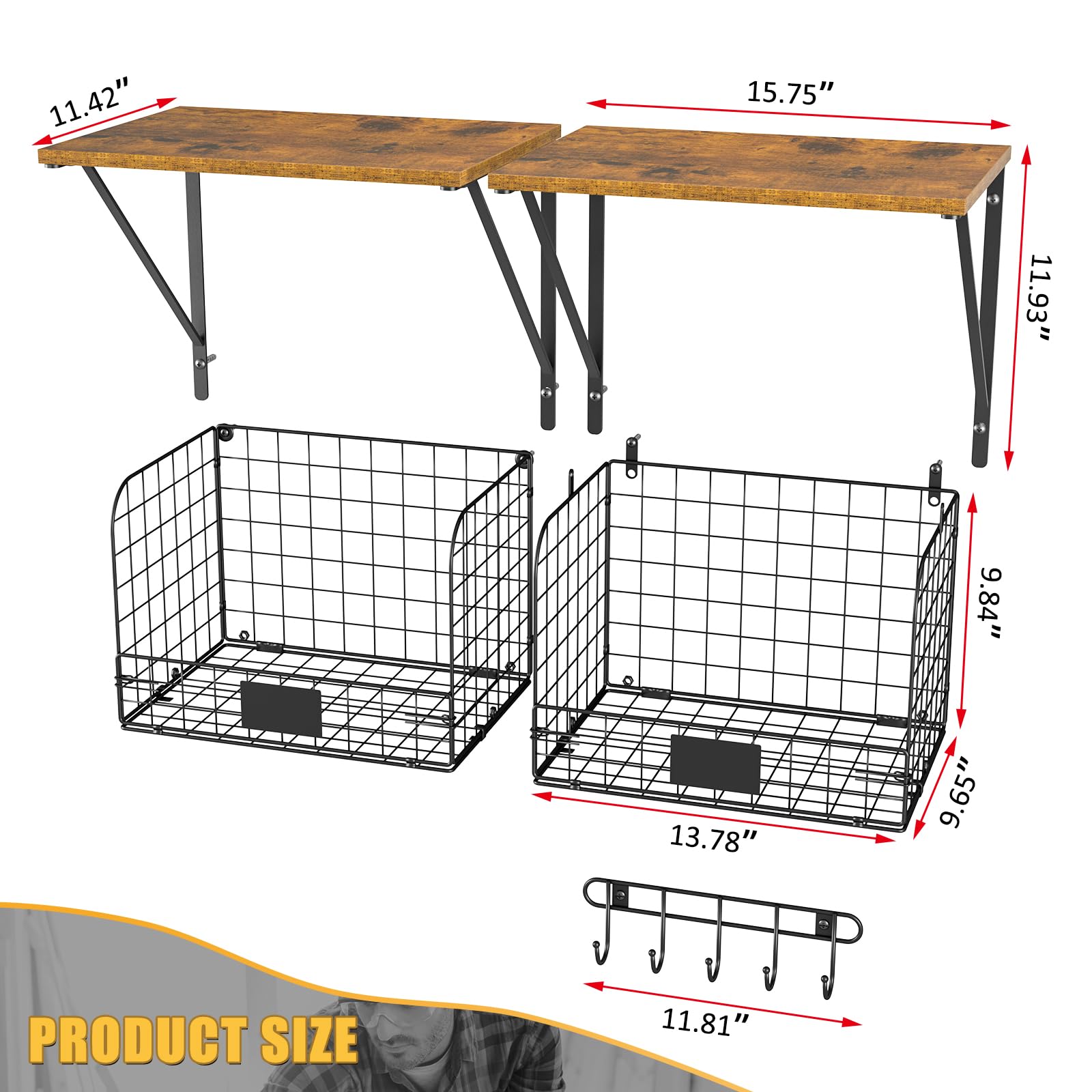 ThreeHio hook rack frees wall space for cords and tools.