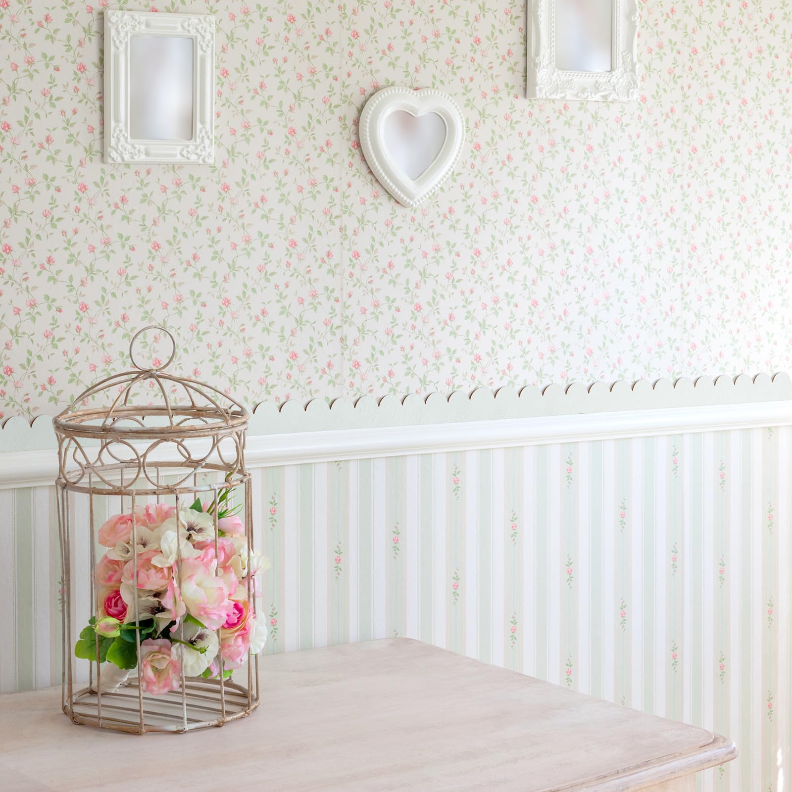 Threehoney nursery and kitchen decor trim elevates shelves and frames.