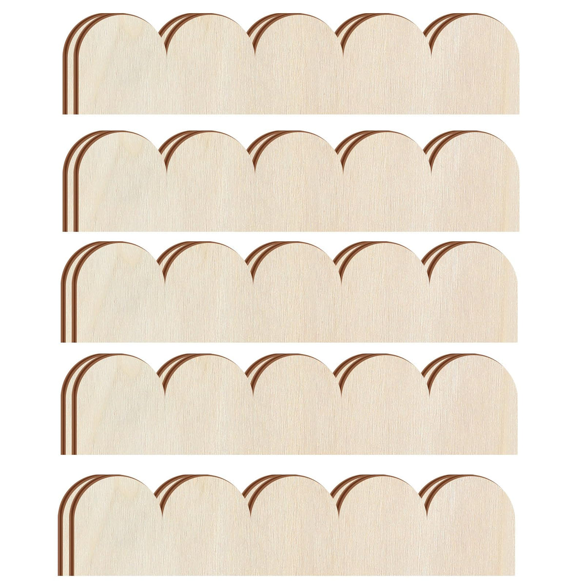 Threehoney scalloped-edge trim shown for front-view wall decor.