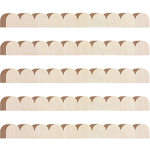 Threehoney scalloped wood trim close-up showing natural grain for DIY projects.