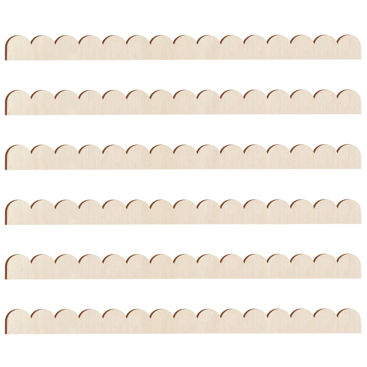 Threehoney unfinished scalloped edge trim for 24-inch projects adds rustic detail.