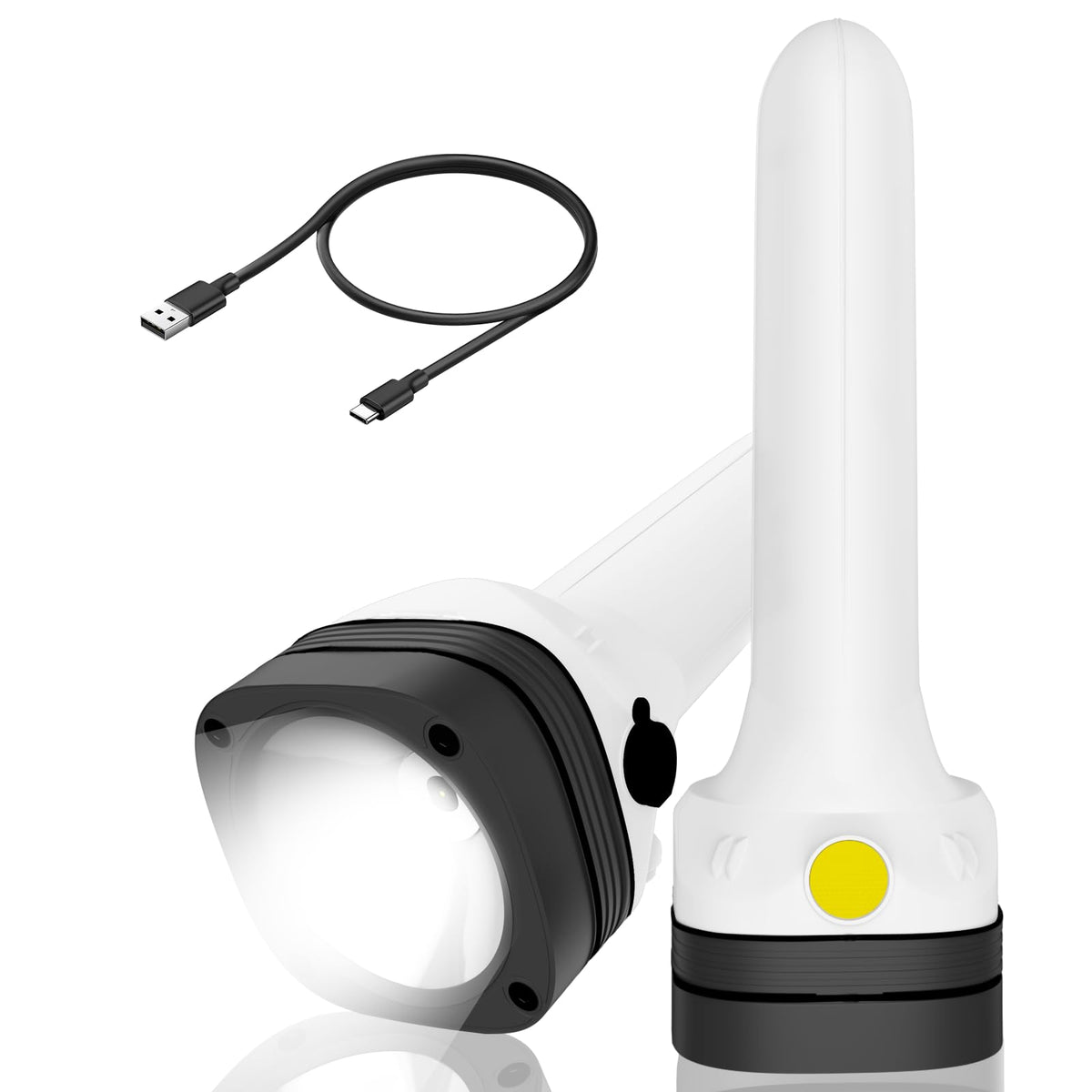 Three-in-one flashlight front beam for precise nighttime tasks.