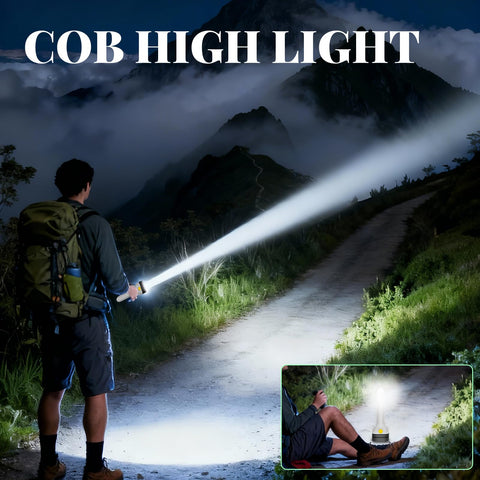 Three-in-one flashlight USB-C rechargeable for easy charging.