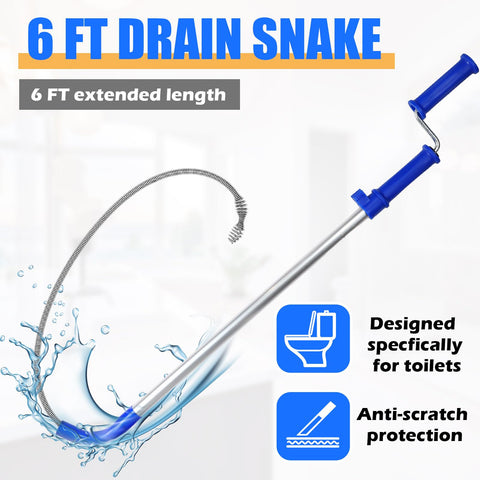 Threlaco toilet snake shows twist-action handle for safe, effective blockage clearance.