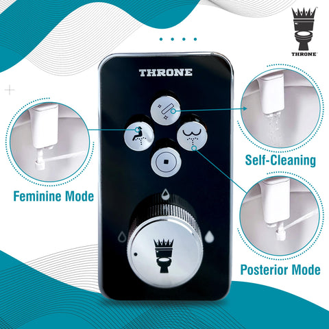Throne Bidet Attachment woven steel hoses illustrating flexible connections.