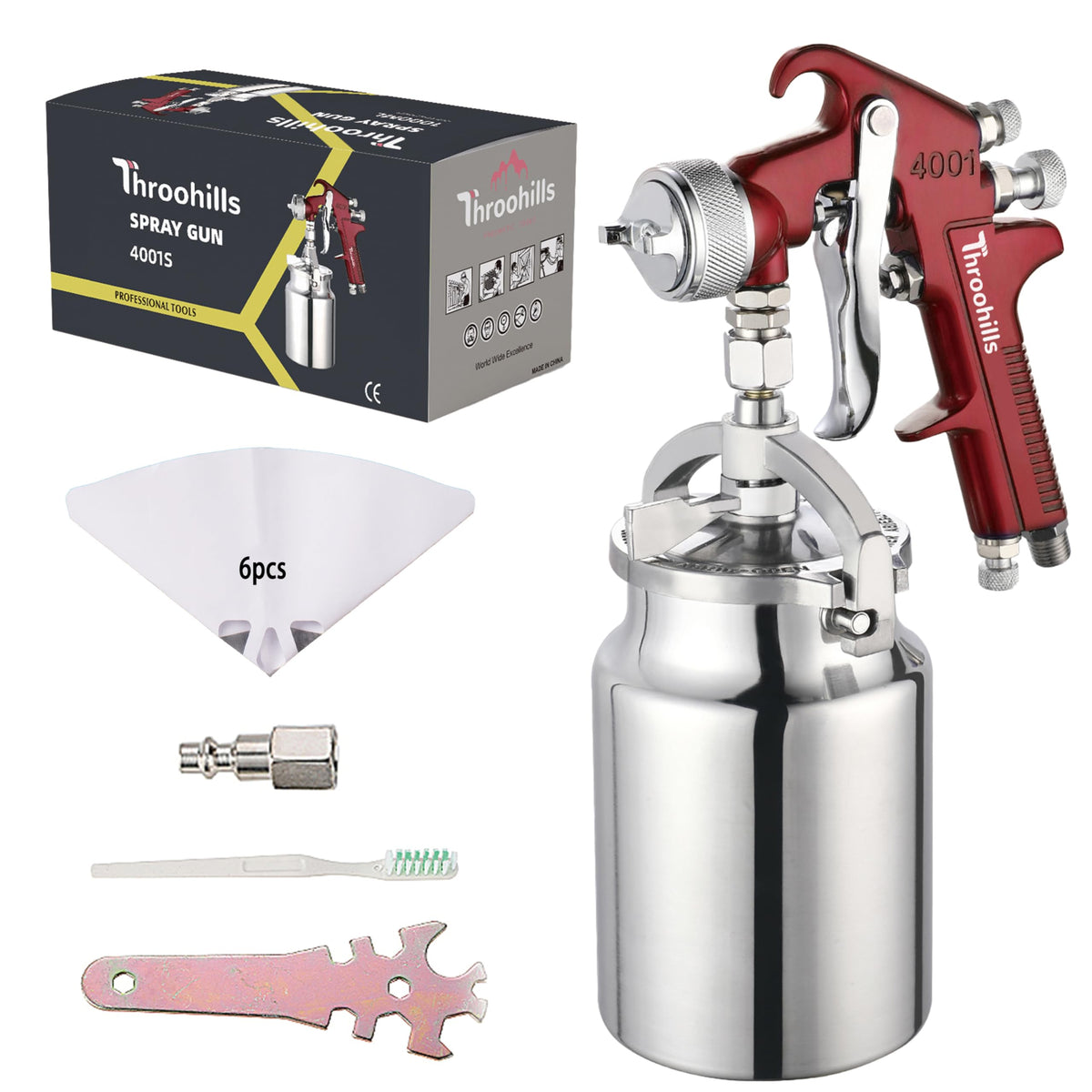 Throohills siphon feed spray gun with 1.8mm nozzle for smooth basecoat application on vehicles