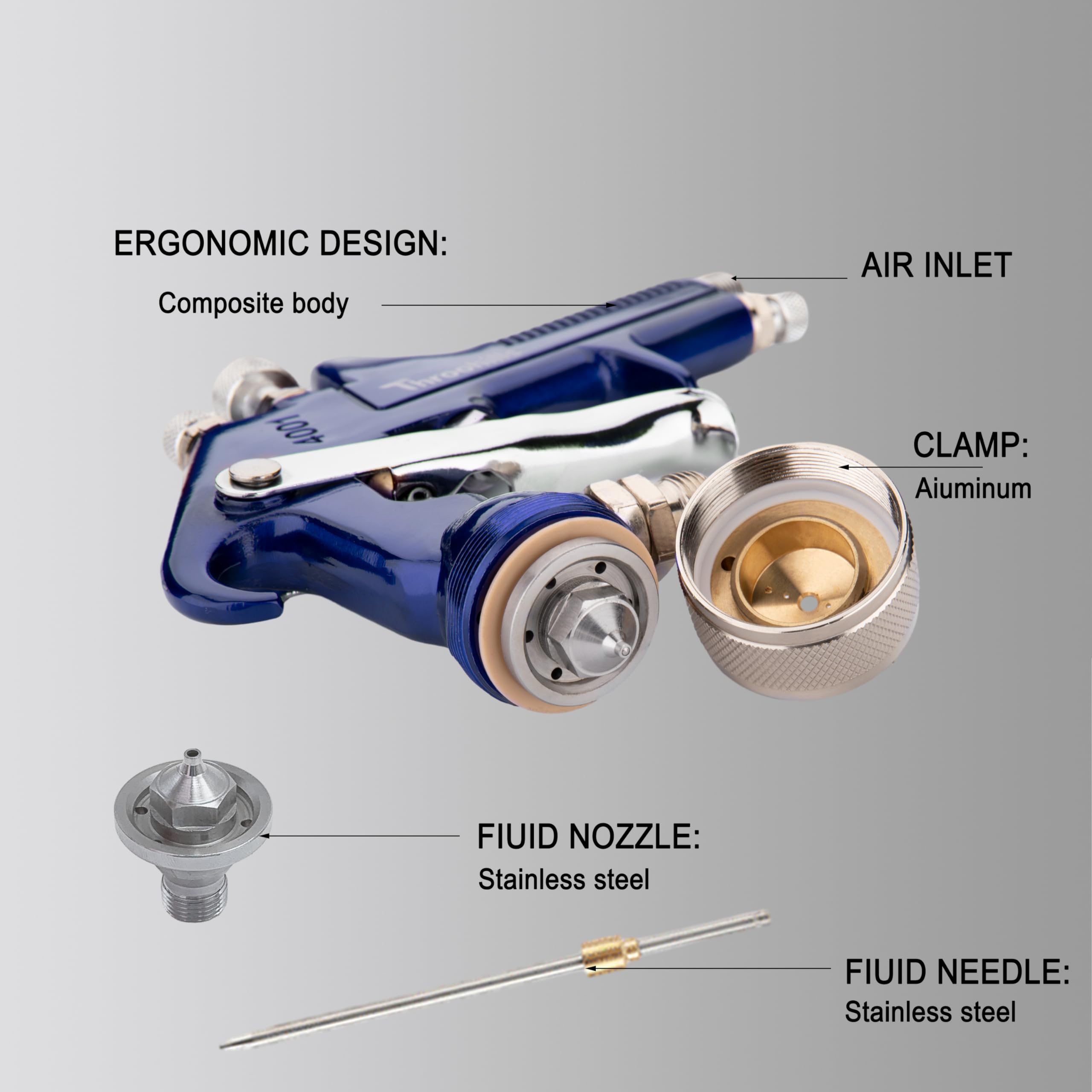Throohills spray gun nozzle 1.7mm for fine finishing and detail work