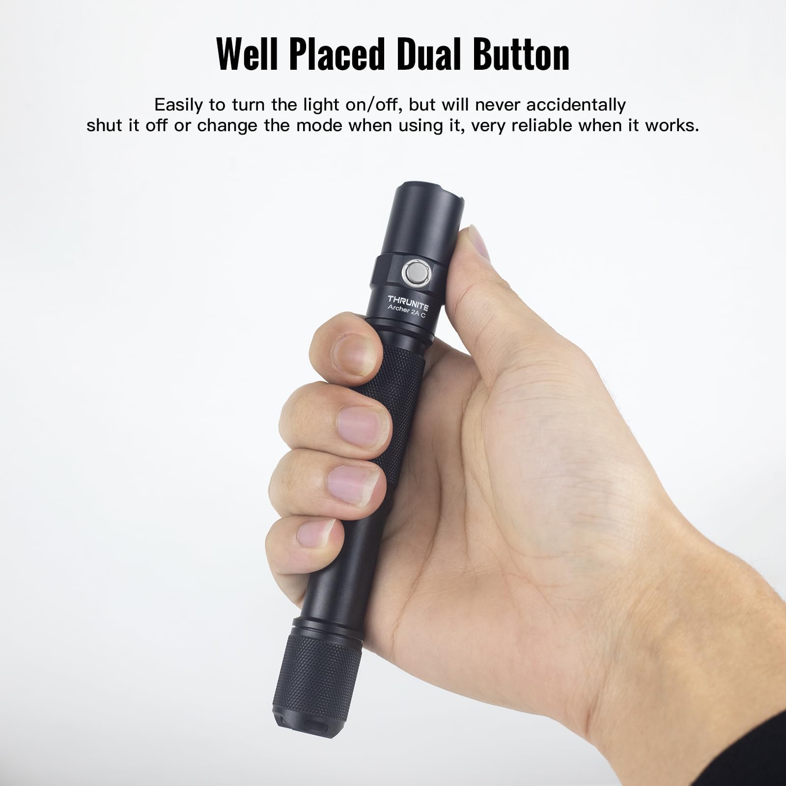 ThruNite Archer 2A C compact size fits in pocket for quick access.